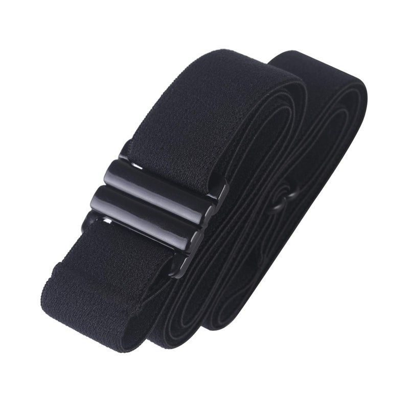 TIGHTS UPÂ® Adjustable, No Show, Flat Buckle, Invisible Elastic Belt. Stretch Belt for Women and Men - Black Plus Belt - Image 1